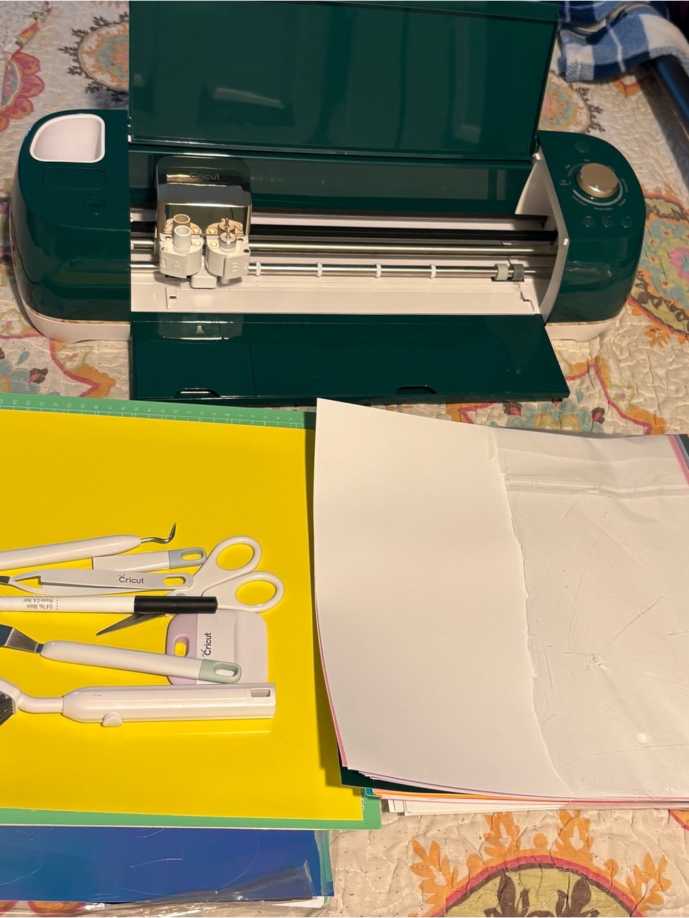 Cricut Craft Cutting Machine in Deep Green with White Tools